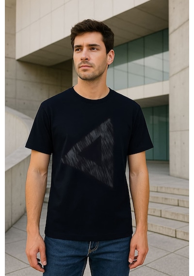 Markapia Erkek Rahat Kesim Bisiklet Yaka Baskılı Beyaz T-shirt Çok Renkli S S