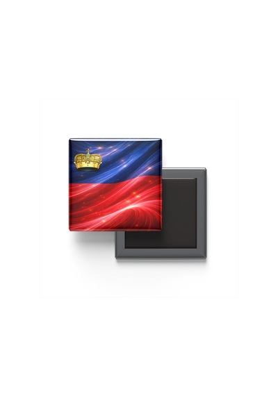 9x9 Cm Buzdolap Magnetleri - Lihtenştayn - Liechtenstein - 2'li Pul Ve Bayrak Seti