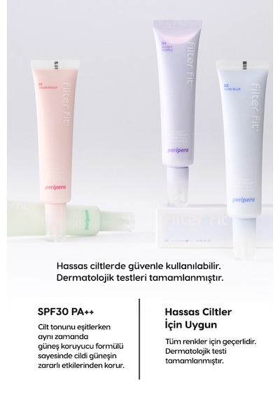 Peripera Filter Fit Milk Tone Up Kızarıklıkları Nötrleyen Ton Eşitleyici Krem SPF30 003 Clear Mint