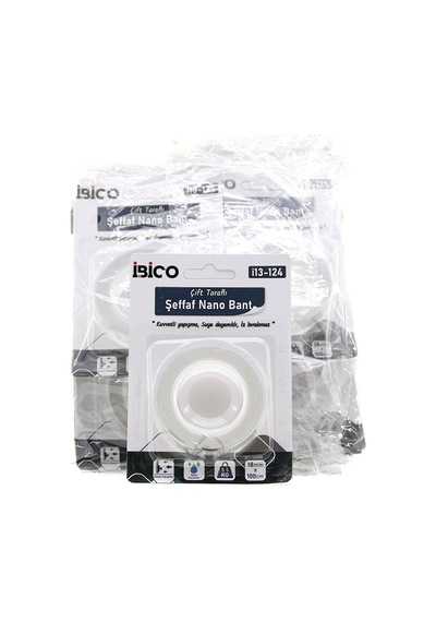 İbico İ13-124 Şeffaf Çift Taraflı Max : 5.5kg 1.8cmx1mt Bandı Nano Bant - 12'li Paket