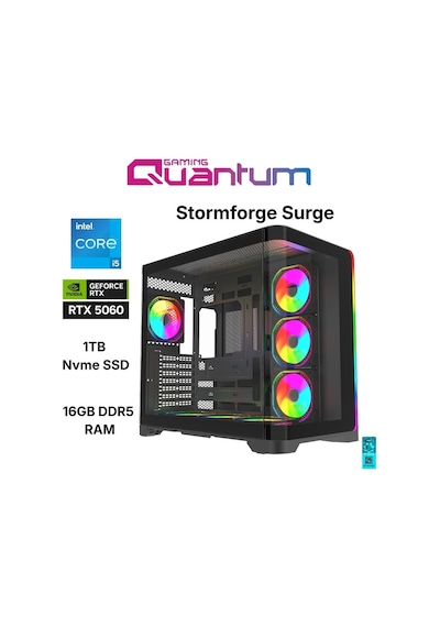 Quantum Gaming Stormforge Surge i5-14400F 16 GB 1 TB RTX5060 Masaüstü Oyuncu Bilgisayarı