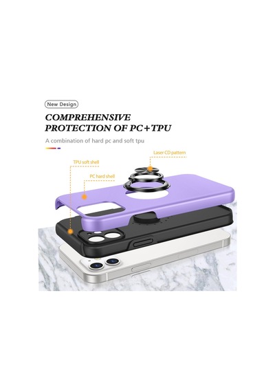Apple Uyumlu iPhone 12 Uyumlu Kılıf Elit Yüzüklü Kapak - Mor