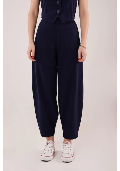 Defymoda Havuç Kesim Lacivert Pantolon Lacivert