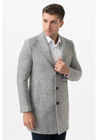White Stone Arezzo 4025 Ceket Yaka Pamuklu Slim Fit Kaban Gri-Gri