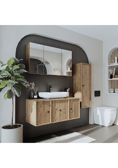 Oval Lavabolu Mat Mdf 105 Cm Banyo Dolabı + Aynalı Dlp Atlantik Atlantik Çam Oval Lavabolu Mat Mdf 105 Cm Banyo Dolabı + Aynalı Dlp Atlantik Atlantik Çam