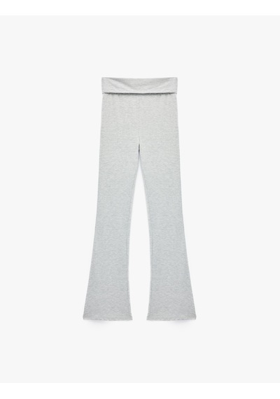 Koton Yüksek Bel Katlamalı Slim Fit Pijama Altı Gri Melanj 7wlk40242mk