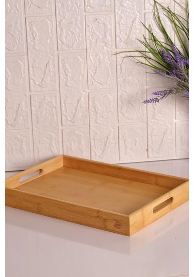 Bambum Marbella - Bambu Desenli Tepsi Orta Ahşap