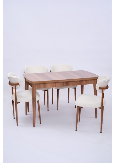 Nehir Polo Lak Panel Açılır Mutfak Masa Takımı 75x130cm Ceviz