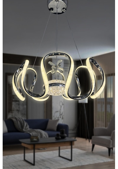 Eliza Tek Top Led Avize - - Kumandasız / Krom Krom