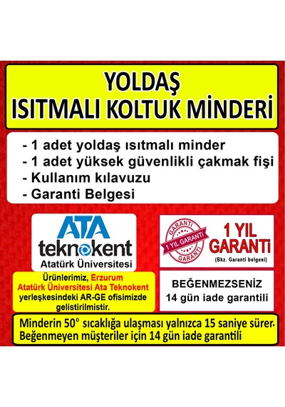 Yoldaş Isıtmalı Oto Koltuk Minderi, 15 Saniyede Hızlı Isıtma