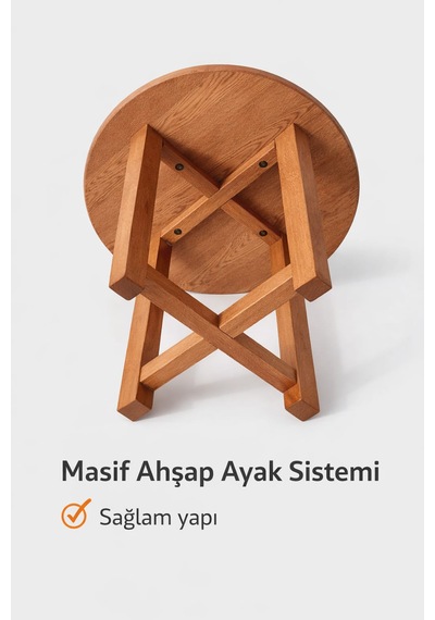 Elahome Sehpa Doğal Meşe Masif Yan Sehpa % 100 Doğal Meşe Masif Kırmızı - Kahverengi