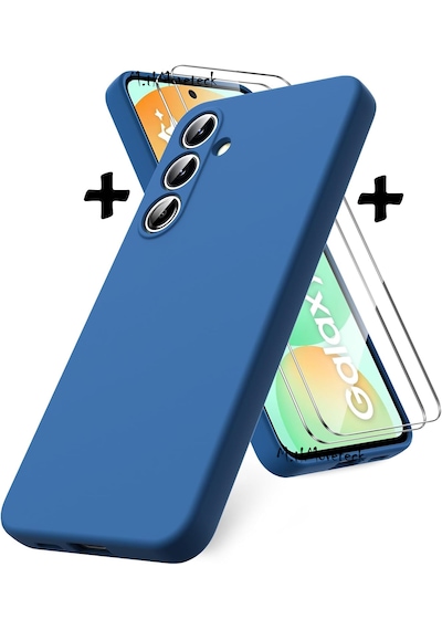 Samsung Galaxy Uyumlu S24 Fe Kılıf Renkli Silikon + Ekran Koruyucu Cam