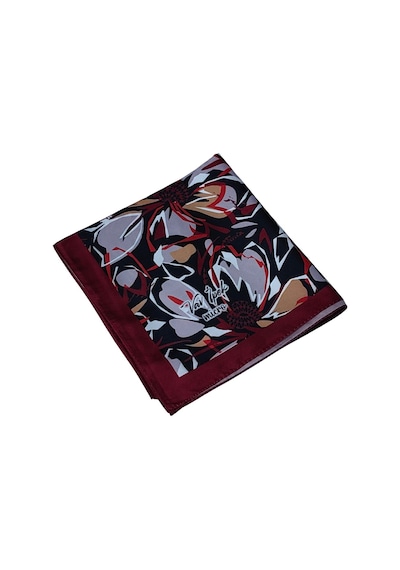 Mim Eşarp Vav İpek Kadın Micro Twill Sport Çiçek Desenli Eşarp Bordo - Siyah