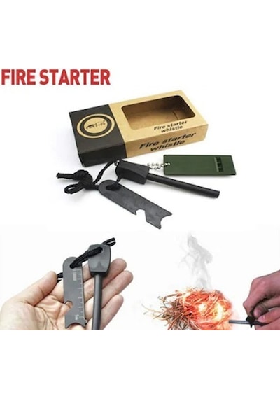 Survive Magnezyum Çubuğu  Ateş Başlatıcı  Çakmak Taşı Siyah