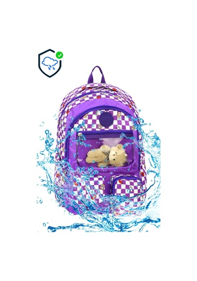 Lilymoon Kız Çocuk Ergonomik Okul Çantası Peluş Ayıcık Charmlı Lila