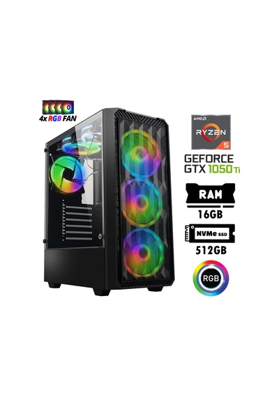 Xaser Nano X40 R5-5500 16 GB 512 GB M.2 NVMe SSD 4 GB GTX1050Ti Free Dos Masaüstü Oyuncu Bilgisayarı