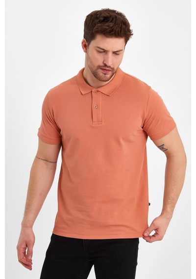 Nemonti Premium Penye Polo Yaka T-shırt Aprıcot Crush