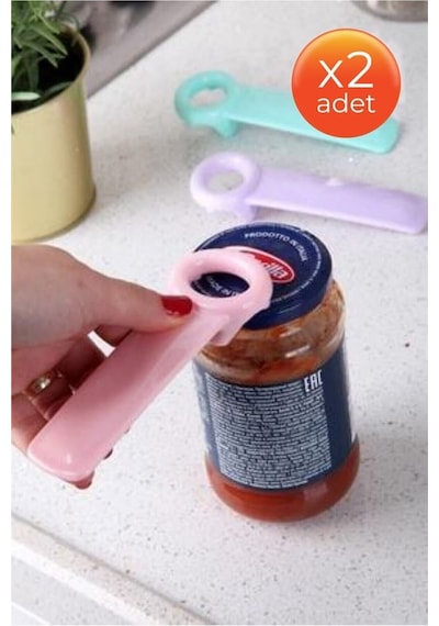 2 Adet Sert Plastik Kavanoz Açma Aparatı & Pratik Renkli Açacağı Gazoz Kapağı Açacağı Çok Renkli Diğer