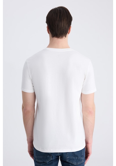 Twn Slim Fit Ekru Düz %100 Pamuklu T-shirt 4ec1400111252 E01