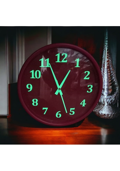 Fosforlu Gece Parlayan 28 Cm Duvar Saati 4 Adet Çanta Hediyeli Kırmızı Fosforlu Gece Parlayan 28 Cm Duvar Saati 4 Adet Çanta Hediyeli Kırmızı