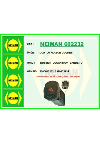 Dortlu - 589 - Flasor Dugmesı Duster - Logan Mcv - Novapazr - - Sandero Gri