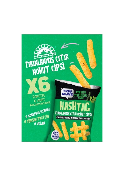 Hashtag Fırınlanmış Nohut Cipsi Mevsim Yeşillikleri Çeşnili 6 Adet Trio Move