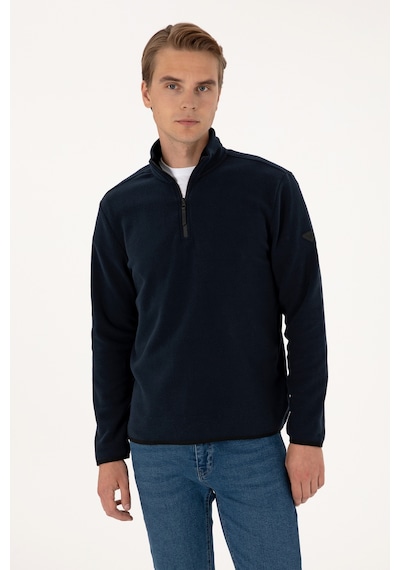 U.S. Polo Assn. Erkek Regular Fit Lacivert Polar Yarım Fermuarlı Basic Sweatshirt 50313777-VR033
