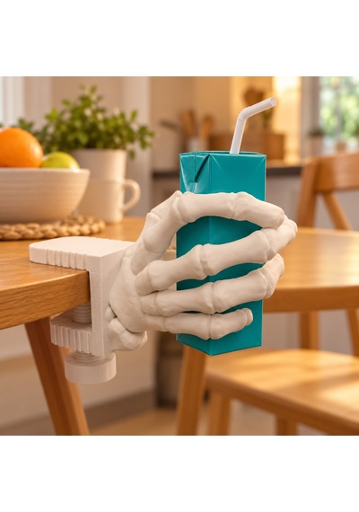 İskelet El Masa Kenarı İçecek Tutucu Vidalı Kelepçeli 3d Baskı Şişe Ve Kutu İçecek Standı Beyaz
