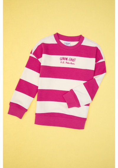 U.S. Polo Assn. Kız Çocuk Pembe Çizgili Bisiklet Yaka Sweatshirt 50317898-VR041 U.S. Polo Assn. Kız Çocuk Pembe Çizgili Bisiklet Yaka Sweatshirt 50317898-VR041