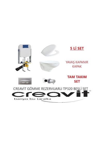 Creavit Tp320 Gömme Rezervuar Seti 5 Parça Yavaş Kapanırlı
