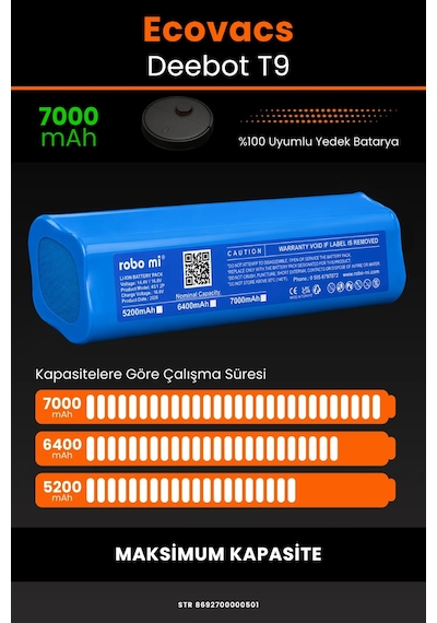 Ecovacs Deebot T9 Uyumlu 7000mah Robot Süpürge Bataryası - Maksimum Kapasite
