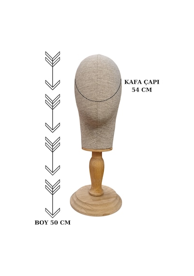Kumaş Kaplı Ahşap Standlı Polyester Kafa Mankeni Aksesuar Mankeni