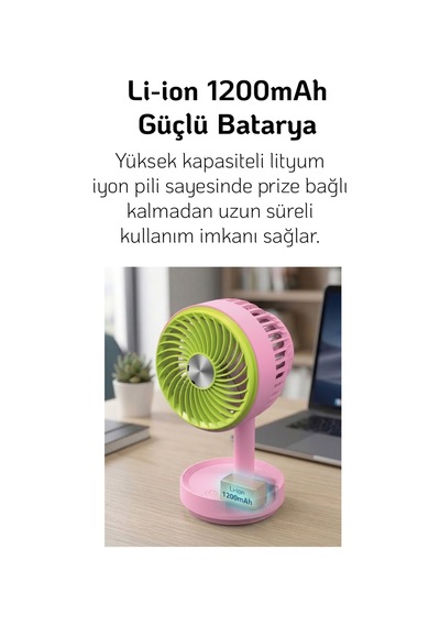 El Fanı Masaüstü Vantilatör Soğutucu Teleskopik 3 Kademe Type-c Hızlı Şarj Mini Soğutucu