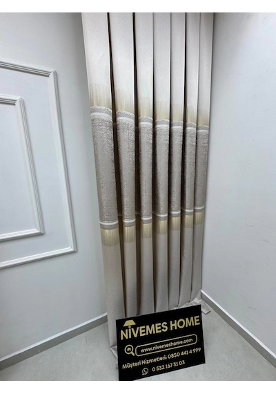 Nivemeshome Nilüfer V -5228 1/3 Sık Pileli Fon Perde Apm Vizon