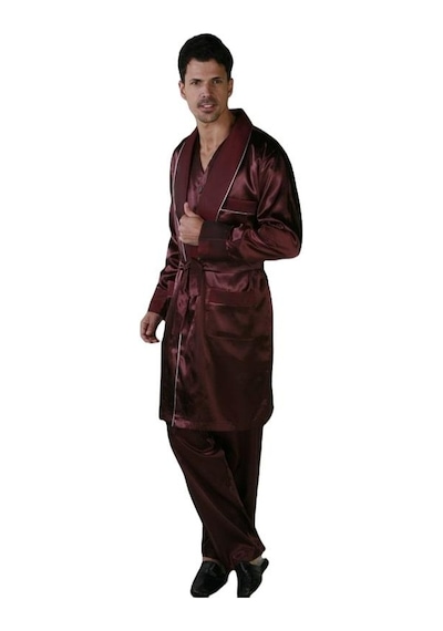Ancelo 333 Saten Pijama Takım Ve Robdöşambr 3lü Damat Çeyiz Set Bordo