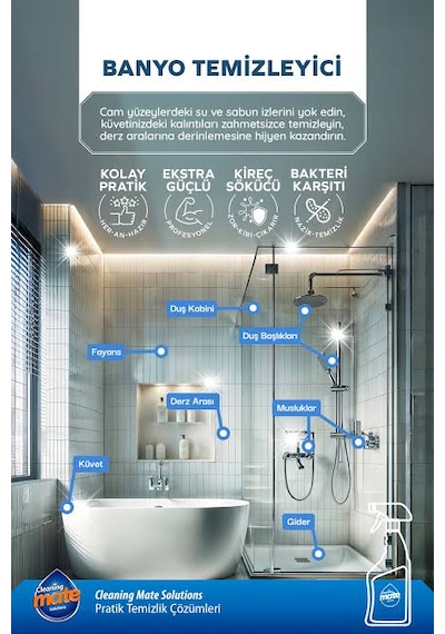 Cleaning Mate Solutions Ultra Güçlü Kireç Sökücü Banyo Temizleyicisi Tekli