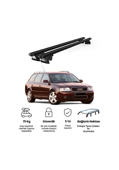 Venüs Audi A6 Allroad 2000-2005 Uyumlu Siyah Ara Atkı Port Bagaj Tavan Barı
