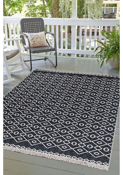 Arya Vl Çift Taraflı,katlanabilir,yıkanabilir,yüksek Kalite Pamuk Salon,oturma Odası,balkon Kilim Krem-antrasit 3