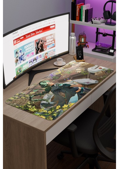 Baizhu Genshin Impact Anime Gacha V4 - 90x40 Xxl Gaming Mouse Pad Fare Altlığı