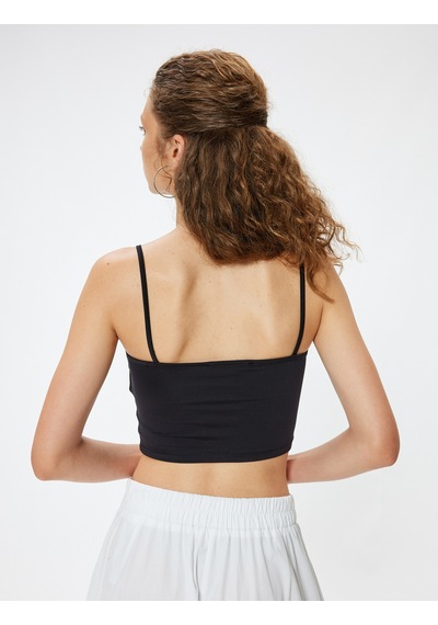 Koton Crop Atlet Basic İp Askılı Slim Fit Siyah 4sal30294ık Siyah