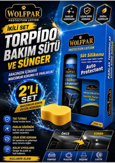 İkili Set Torpido Bakım Sütü Ve Sünger
