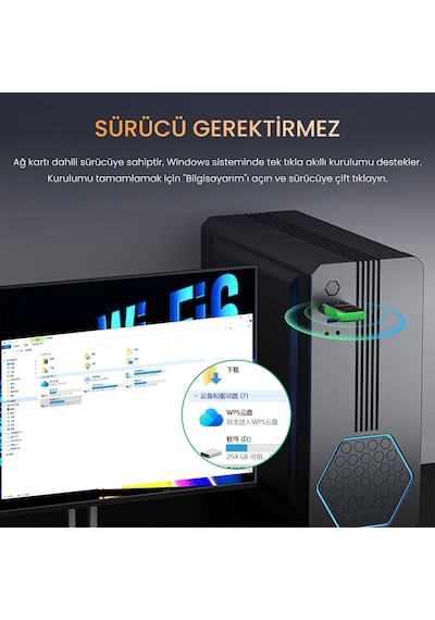 Veggieg 1100 Mbps Dual Band Wi-fi 6 Alıcı Ve Bluetooth 5.4 Adaptör Mini Usb Dongle