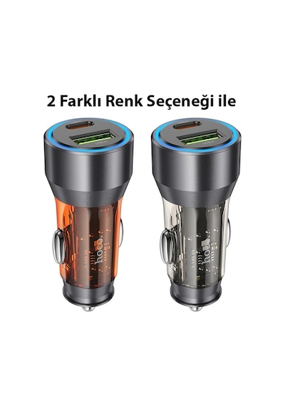 Hoco Nz12a Action Pd43w Usb + Type-c Hızlı Şarj Araç Çakmaklı Şarj Aleti- 5775