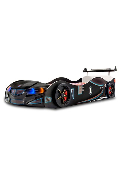 Gt2 - Arabalı Yatak - Araba Yatak, Işıklı, Siyah Tek Kişilik
