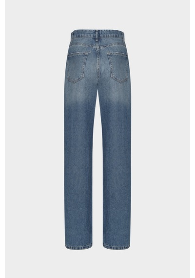 Açelyaokcu High Waist Relaxed Mom Fit Mid Jean Mavi