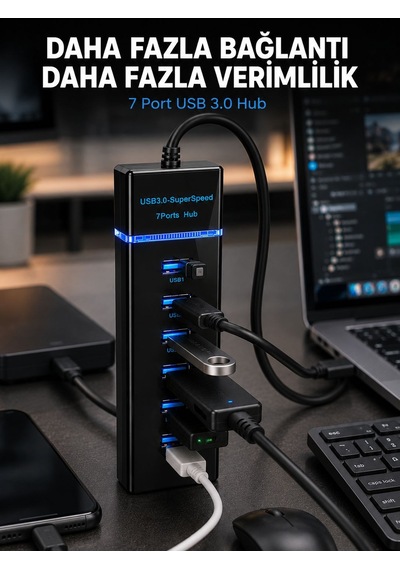 7 Port Usb 3.0 Hub 5gbps Süper Hızlı Usb Çoklayıcı Diğer