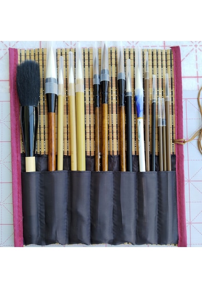 Çini Tahrir, Seramik Boyama, Çini Boyama, Vazo, Sırlama, Resim, Hasır Fırçalık, Brush Yazı-18 Parça