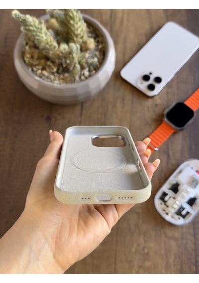 Apple iPhone 16 Pro Uyumlu Kadife Yüzeyli Magsafe Uyumlu Premium Kılıf Soocase691 Gri