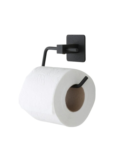 Modern Yapışkanlı Wc Tuvalet Kağıt Tutucusu Kare Siyah Paslanmaz Tutucu