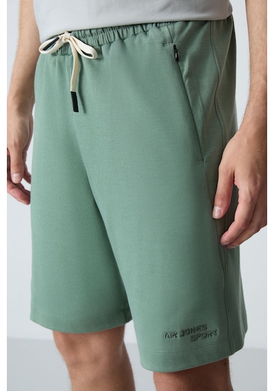 Air Jones Tommy Life Açık Yeşil Pamuklu Kalın Yumuşak Dokulu Standart Fit Basic Erkek Şort - 81276 A. Haki